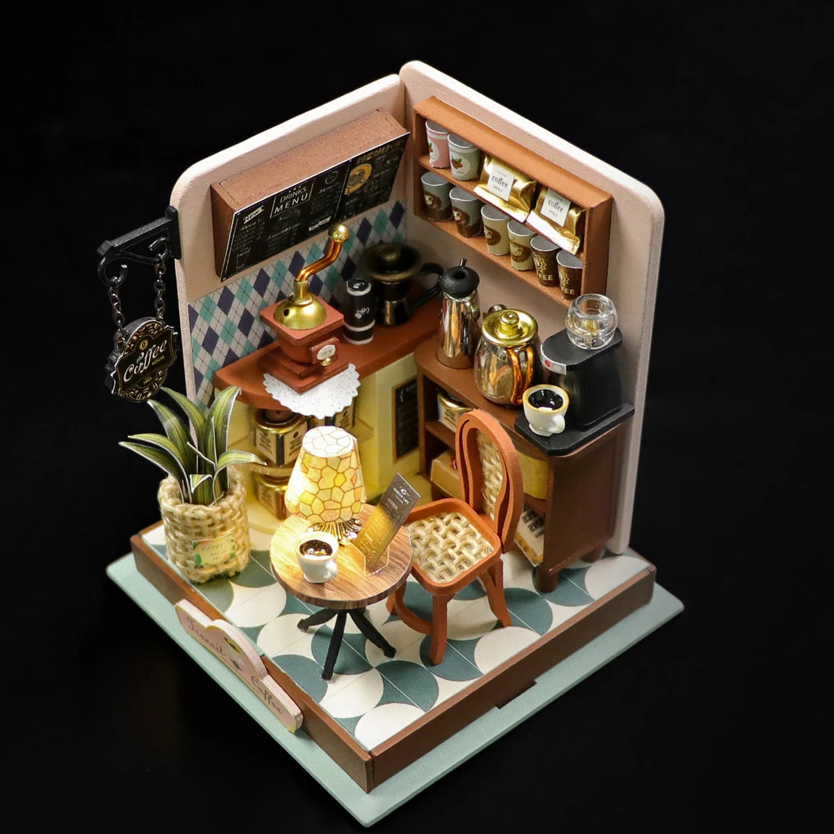 DIY 3D Puzzle: Mini Coffee Shop Baby House Kit with Wooden Furniture