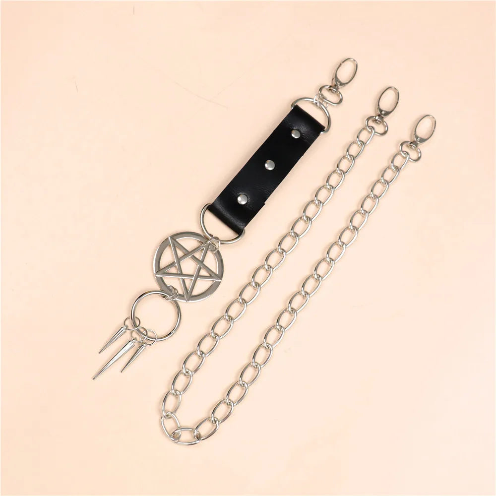 Fashion Chain Men Punk PU Leather Metal Keychain