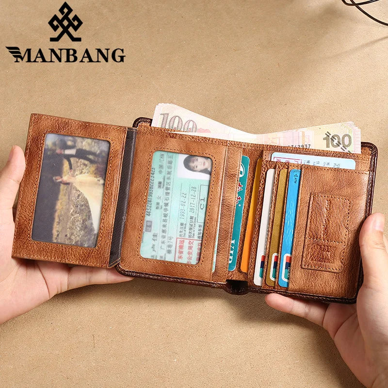 Men's Wallets RFID Genuine Leather Trifold Wallets