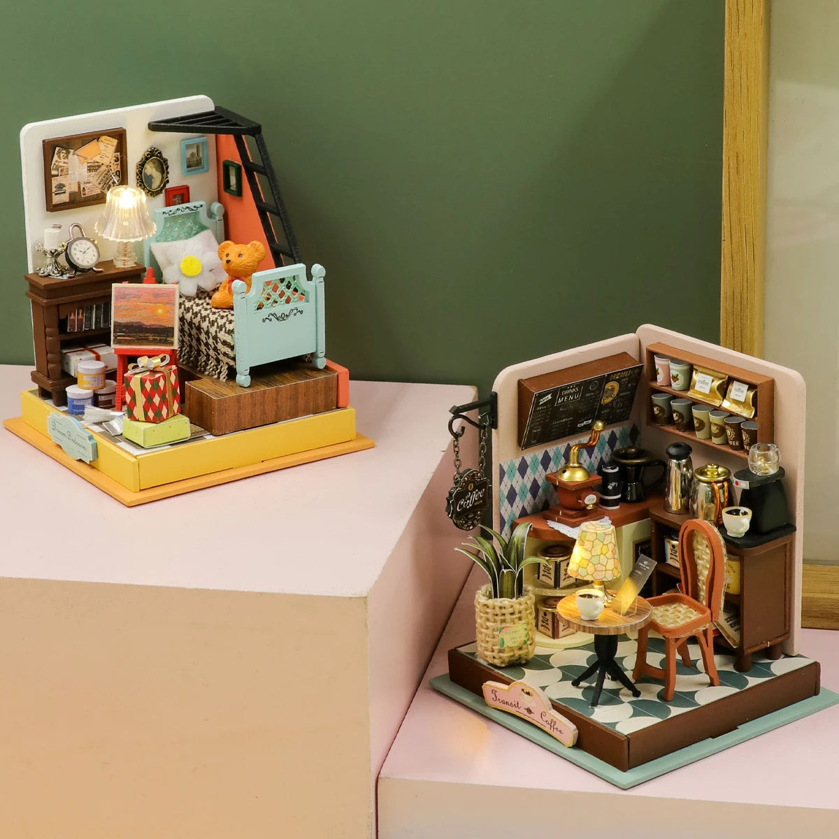 DIY 3D Puzzle: Mini Coffee Shop Baby House Kit with Wooden Furniture