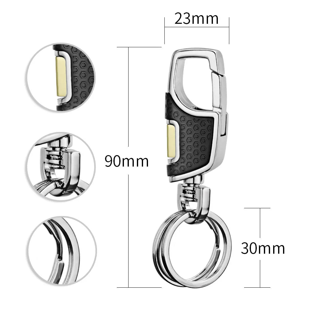 Simple Double Switch Keychain Metal 360 Degrees Rotatable Key Holder Rings