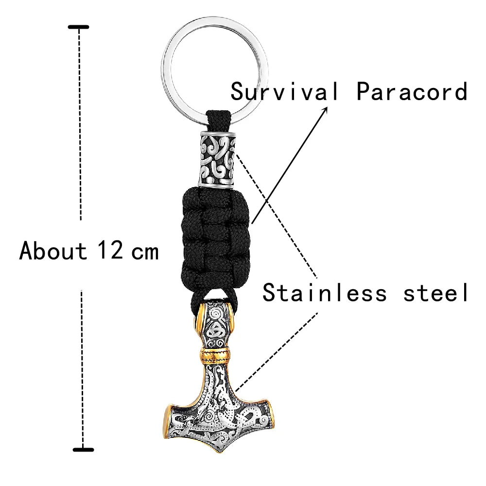 Vikings Thors Hammer Keychain – Stainless Steel Anchor Knife Pendant"