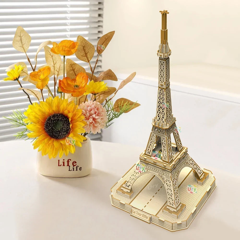 3D Wooden Puzzle : Eiffel Tower Leaning of Pisa Empire State Building World Architecture Model