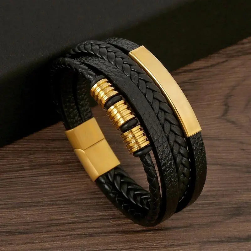 Classic Men's Leather Bracelet: New Style, Multi-layered